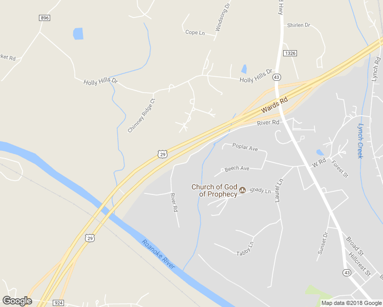 map of restaurants, bars, coffee shops, grocery stores, and more near 103 River Road in Altavista