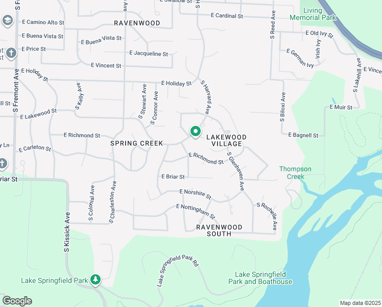 map of restaurants, bars, coffee shops, grocery stores, and more near 4900 South Warwick Avenue in Springfield