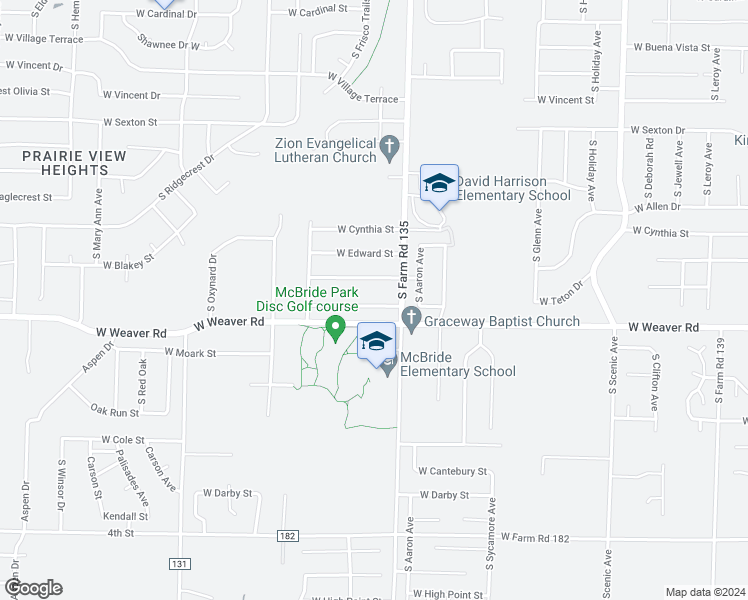 map of restaurants, bars, coffee shops, grocery stores, and more near 3133 West Marty Street in Springfield