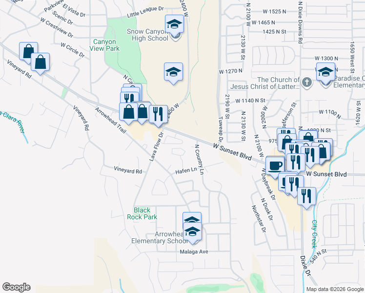 map of restaurants, bars, coffee shops, grocery stores, and more near 960 Heritage Drive in Santa Clara