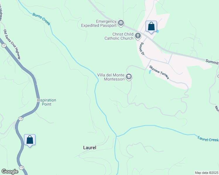 map of restaurants, bars, coffee shops, grocery stores, and more near 23341 Deerfield Road in Los Gatos