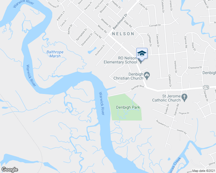 map of restaurants, bars, coffee shops, grocery stores, and more near 708 Lipton Drive in Newport News