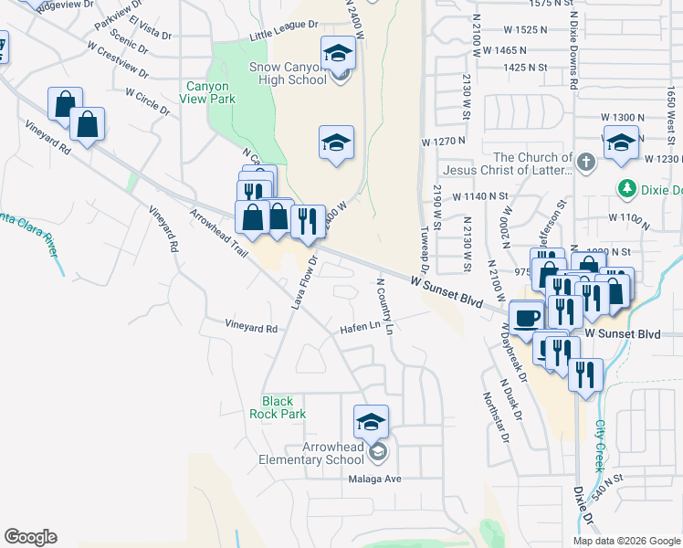 map of restaurants, bars, coffee shops, grocery stores, and more near 960 Heritage Drive in Santa Clara