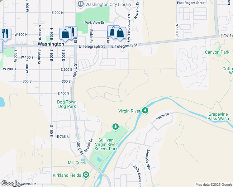 map of restaurants, bars, coffee shops, grocery stores, and more near 400 Bella Vista Drive in Washington