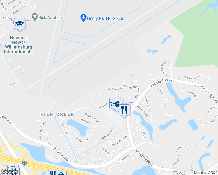 map of restaurants, bars, coffee shops, grocery stores, and more near 904 Bellgate Court in Newport News