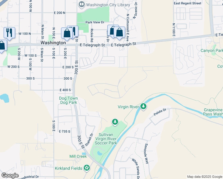 map of restaurants, bars, coffee shops, grocery stores, and more near 587 Amiata Way in Washington