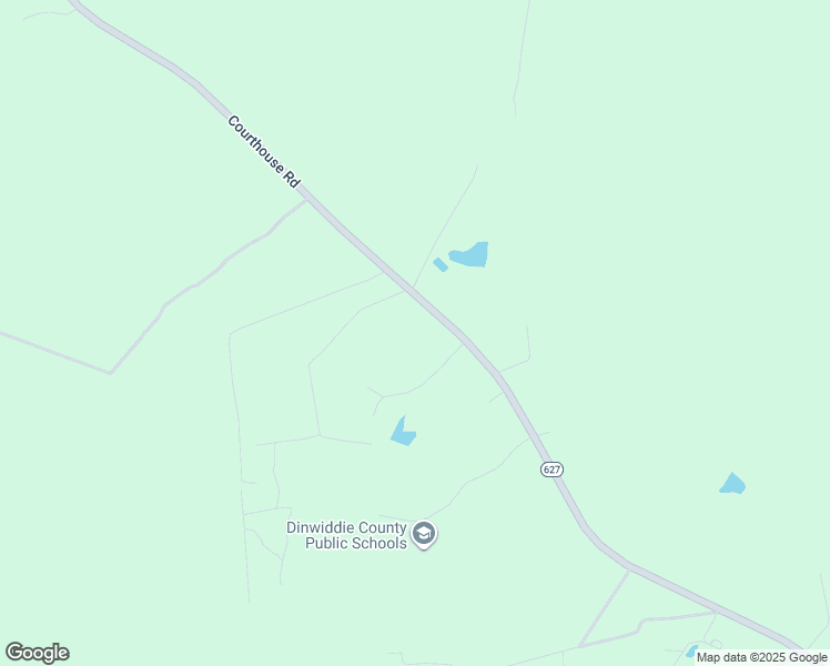 map of restaurants, bars, coffee shops, grocery stores, and more near 10612 Courthouse Road in Dinwiddie