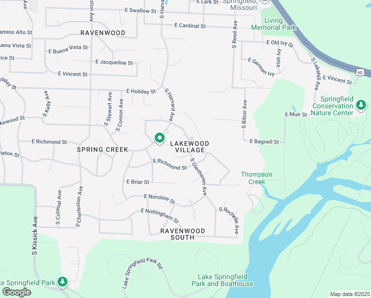 map of restaurants, bars, coffee shops, grocery stores, and more near 2145 East Regency Place in Springfield