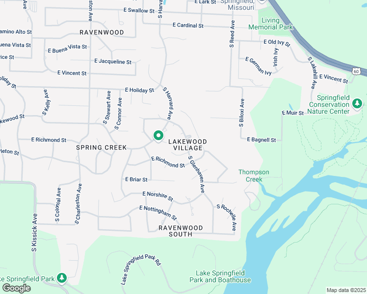 map of restaurants, bars, coffee shops, grocery stores, and more near 2145 East Regency Place in Springfield