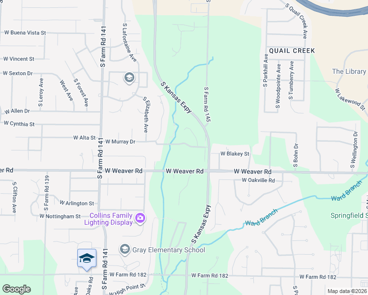 map of restaurants, bars, coffee shops, grocery stores, and more near 1646 W Caleb Ct in Springfield