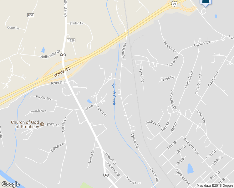 map of restaurants, bars, coffee shops, grocery stores, and more near 1296 Lynch Road in Altavista