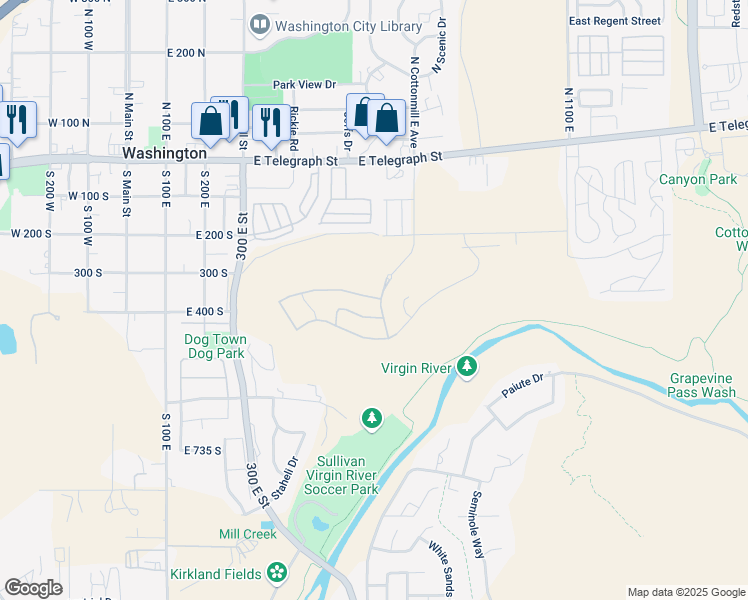 map of restaurants, bars, coffee shops, grocery stores, and more near 400 Bella Vista Drive in Washington