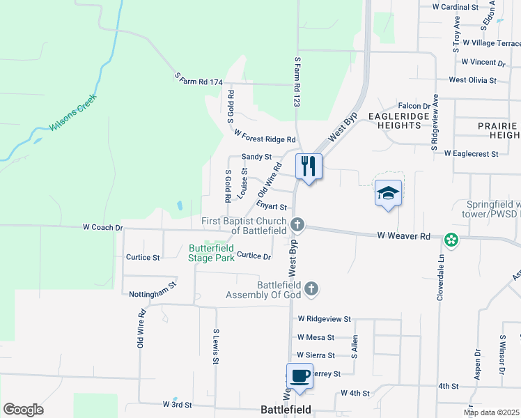 map of restaurants, bars, coffee shops, grocery stores, and more near 4356 West Enyart Street in Brookline