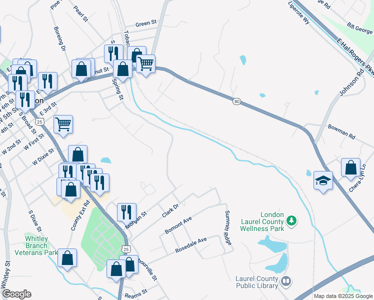 map of restaurants, bars, coffee shops, grocery stores, and more near 380 Spring Street in London