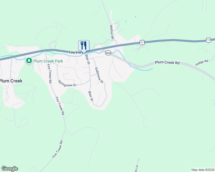 map of restaurants, bars, coffee shops, grocery stores, and more near 1715-1725 Gallimore Street in Christiansburg