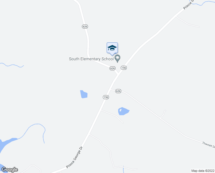 map of restaurants, bars, coffee shops, grocery stores, and more near 13600 Prince George Drive in Disputanta