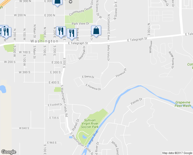 map of restaurants, bars, coffee shops, grocery stores, and more near Bella Vista Drive in Washington