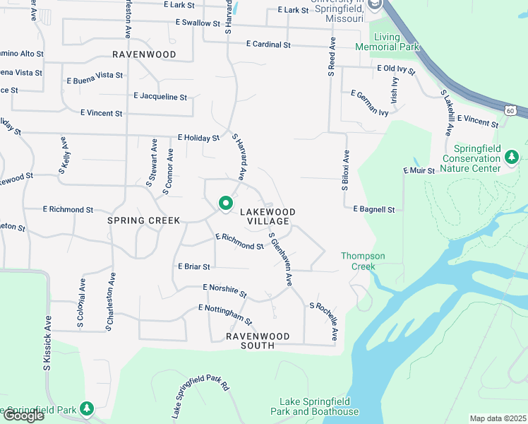 map of restaurants, bars, coffee shops, grocery stores, and more near 4759 South Glenhaven Avenue in Springfield