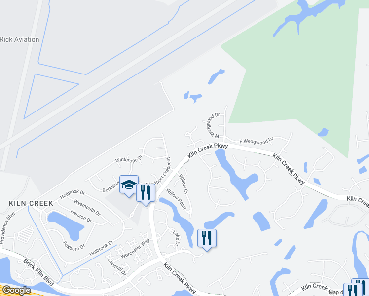 map of restaurants, bars, coffee shops, grocery stores, and more near 826 Brassie Way in Newport News