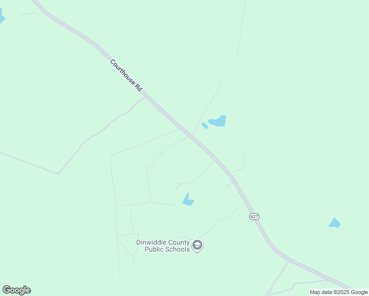 map of restaurants, bars, coffee shops, grocery stores, and more near 10602 Courthouse Road in Dinwiddie