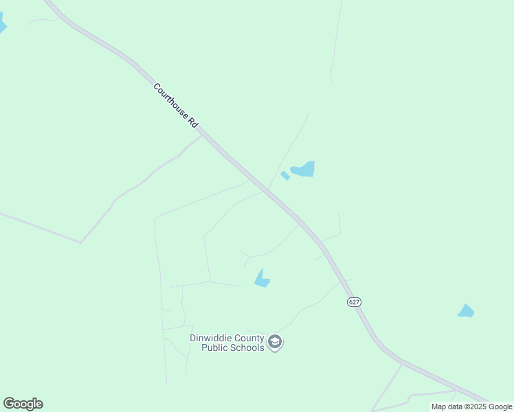 map of restaurants, bars, coffee shops, grocery stores, and more near 10602 Courthouse Road in Dinwiddie