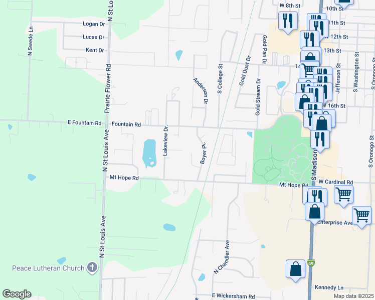 map of restaurants, bars, coffee shops, grocery stores, and more near 1803 Avondale Avenue in Webb City