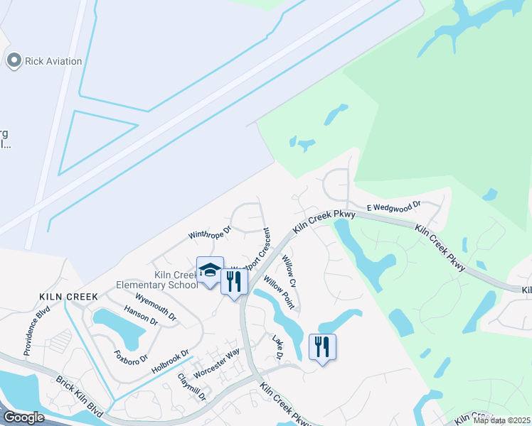map of restaurants, bars, coffee shops, grocery stores, and more near 1720 Westport Crescent in Newport News
