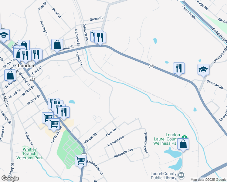 map of restaurants, bars, coffee shops, grocery stores, and more near 380 Spring Street in London