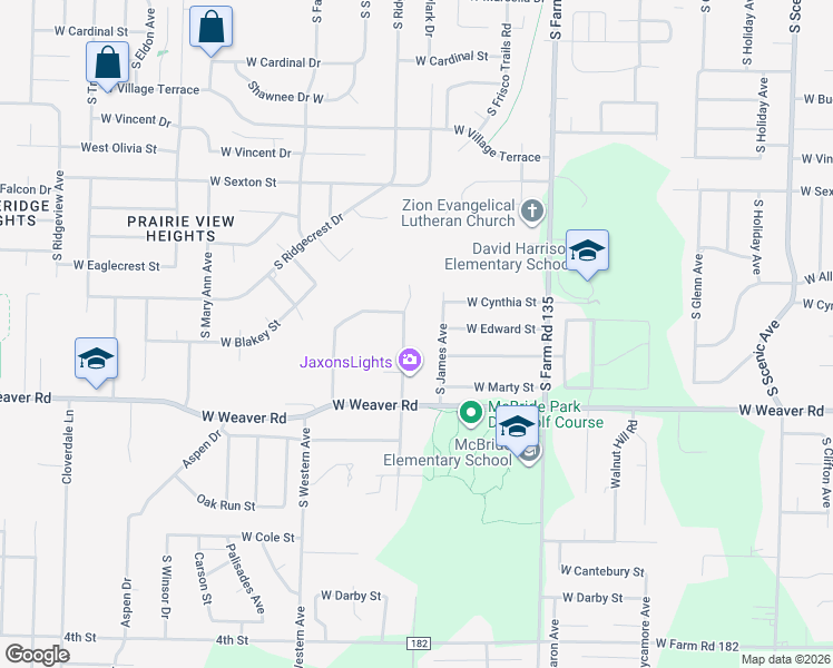 map of restaurants, bars, coffee shops, grocery stores, and more near 4837 South Tujunga Drive in Springfield