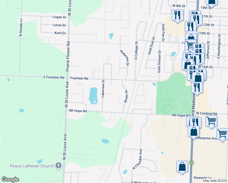 map of restaurants, bars, coffee shops, grocery stores, and more near 1803 Avondale Avenue in Webb City