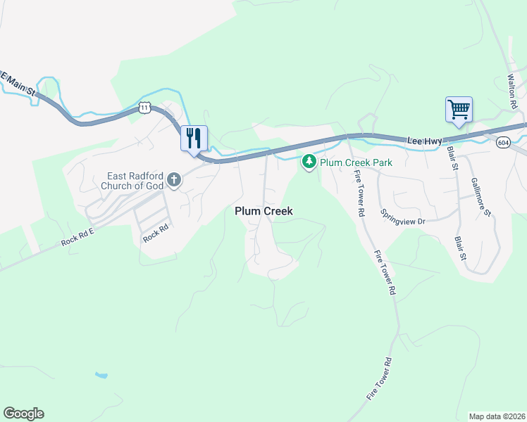 map of restaurants, bars, coffee shops, grocery stores, and more near in Plum Creek