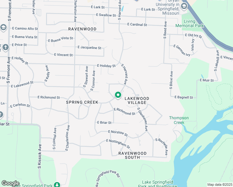 map of restaurants, bars, coffee shops, grocery stores, and more near 4810 South Warwick Avenue in Springfield