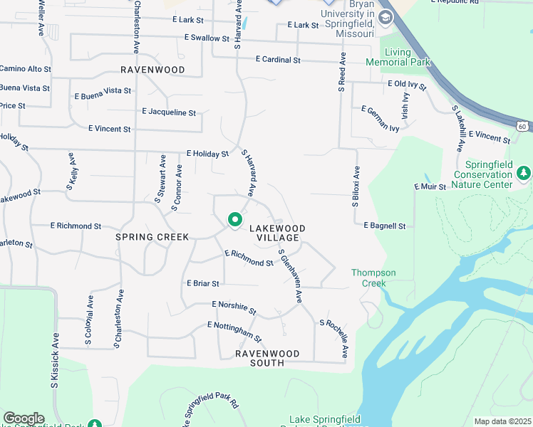 map of restaurants, bars, coffee shops, grocery stores, and more near 4759 South Glenhaven Avenue in Springfield
