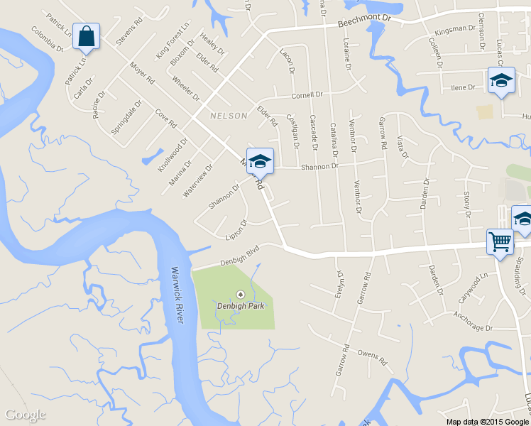 map of restaurants, bars, coffee shops, grocery stores, and more near 17 Moyer Road in Newport News