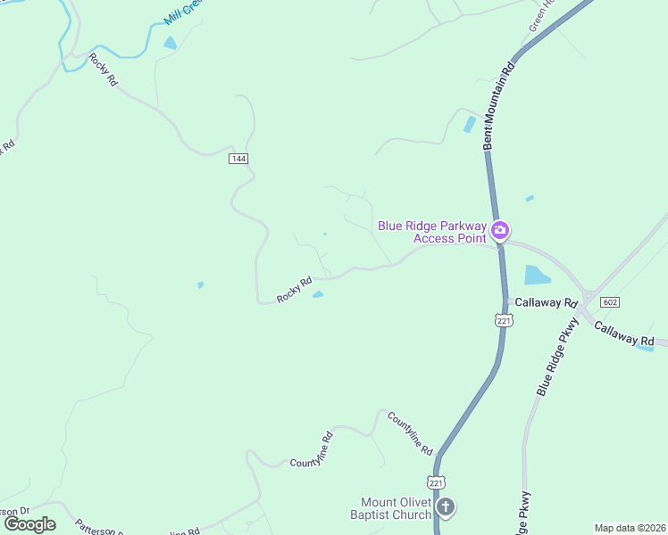 map of restaurants, bars, coffee shops, grocery stores, and more near 11115 Rocky Road in Bent Mountain