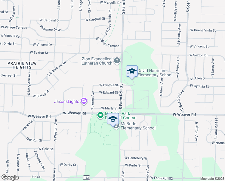 map of restaurants, bars, coffee shops, grocery stores, and more near 3133 West Edward Street in Springfield