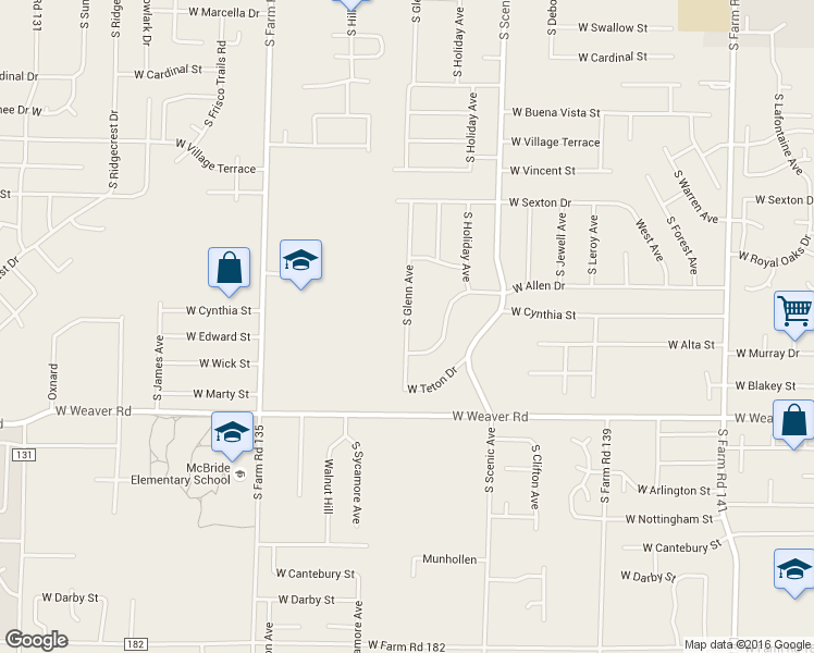 map of restaurants, bars, coffee shops, grocery stores, and more near 4837 South Glenn Avenue in Springfield