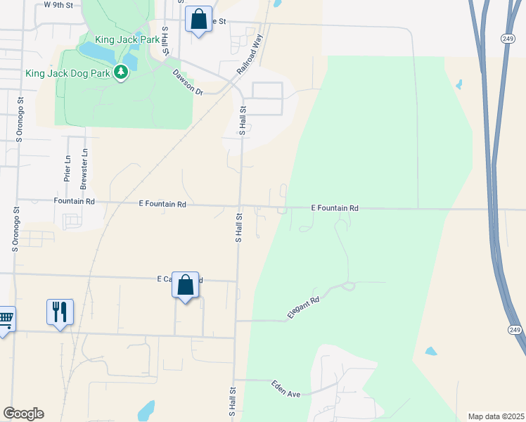 map of restaurants, bars, coffee shops, grocery stores, and more near 812 Fountain Road in Joplin