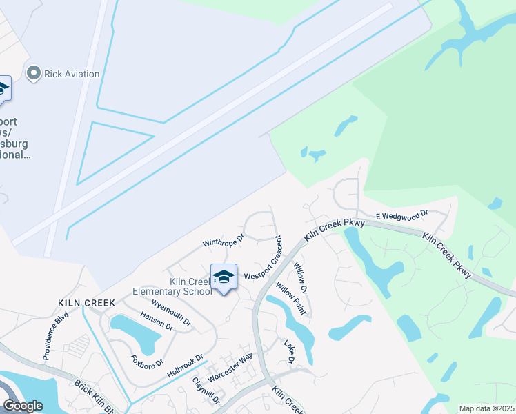 map of restaurants, bars, coffee shops, grocery stores, and more near 1627 Winthrope Drive in Newport News