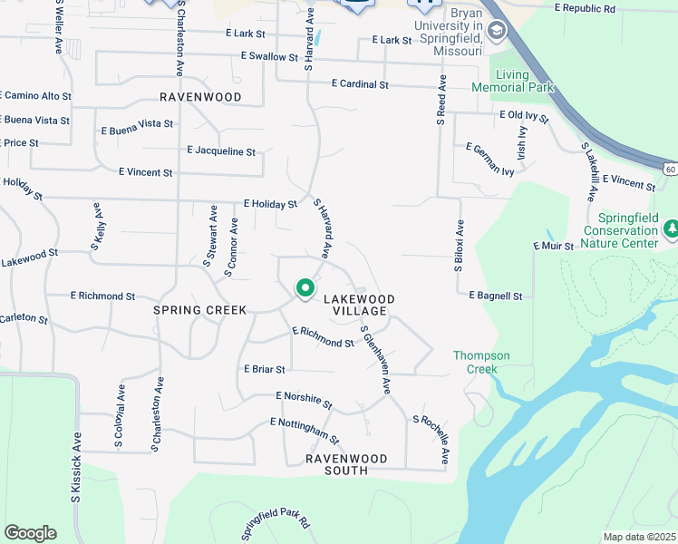map of restaurants, bars, coffee shops, grocery stores, and more near 4759 South Glenhaven Avenue in Springfield