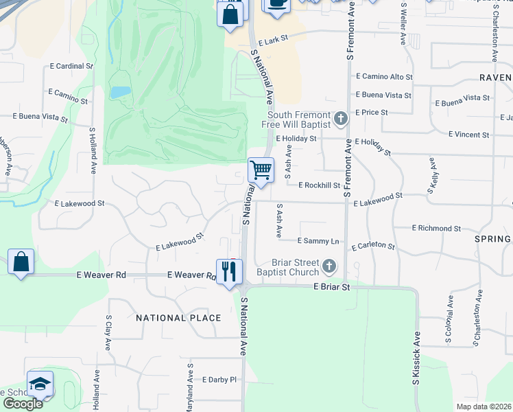map of restaurants, bars, coffee shops, grocery stores, and more near 4752 South McCann Avenue in Springfield