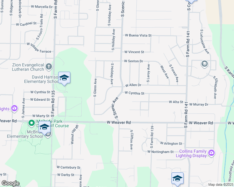 map of restaurants, bars, coffee shops, grocery stores, and more near 4784-4856 South Scenic Avenue in Springfield