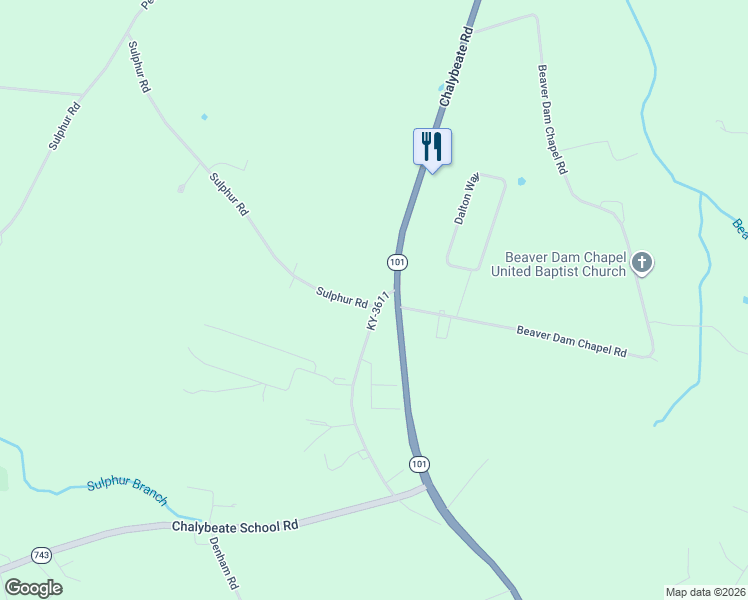 map of restaurants, bars, coffee shops, grocery stores, and more near 2293 Chalybeate Road in Smiths Grove
