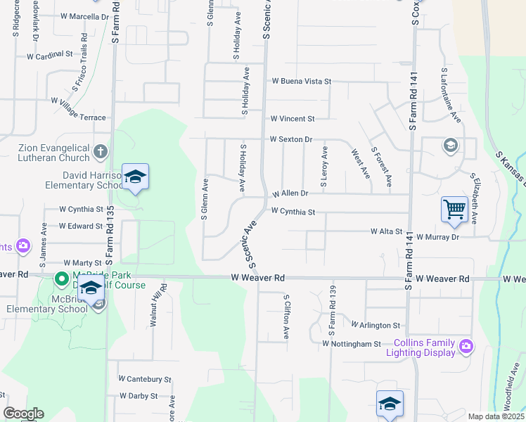 map of restaurants, bars, coffee shops, grocery stores, and more near 4784 South Scenic Avenue in Springfield