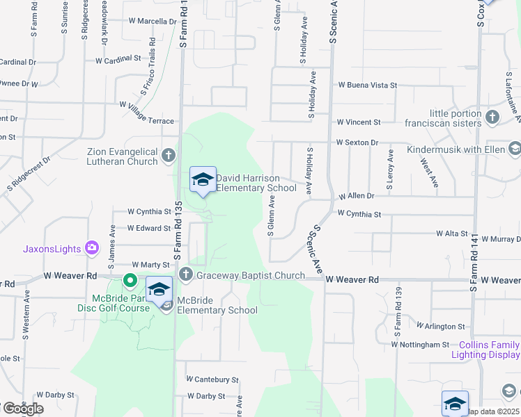 map of restaurants, bars, coffee shops, grocery stores, and more near 4765 South Glenn Avenue in Springfield