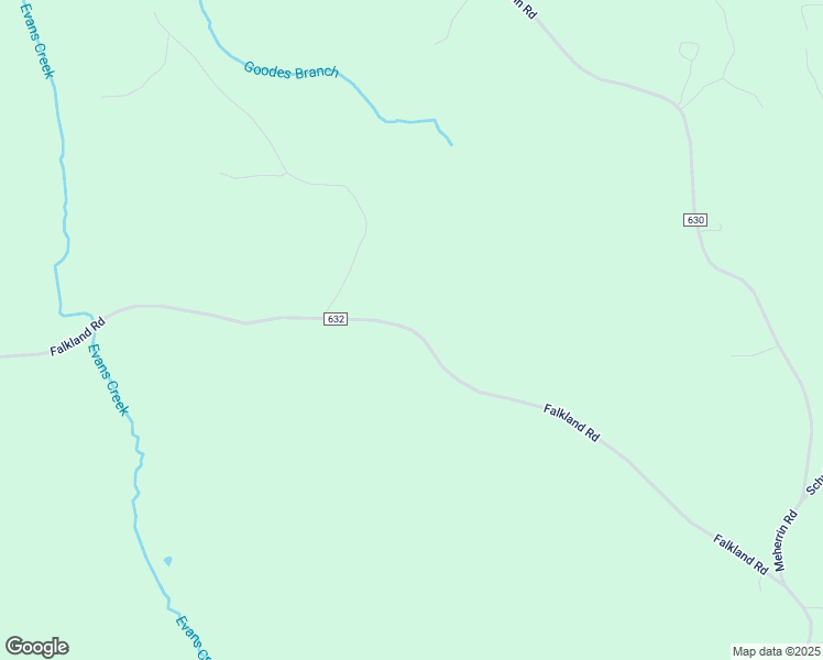 map of restaurants, bars, coffee shops, grocery stores, and more near County Road 632 in Meherrin