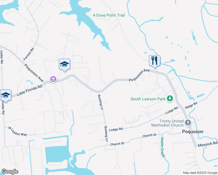 map of restaurants, bars, coffee shops, grocery stores, and more near 1068 Poquoson Avenue in Poquoson