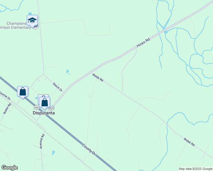 map of restaurants, bars, coffee shops, grocery stores, and more near 10603 Webb Road in Disputanta