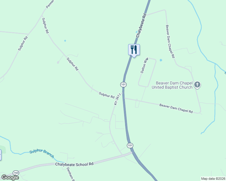 map of restaurants, bars, coffee shops, grocery stores, and more near 2293 Chalybeate Road in Smiths Grove