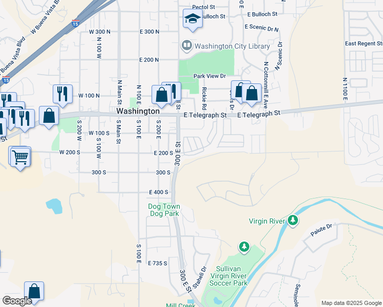 map of restaurants, bars, coffee shops, grocery stores, and more near 1148 East Telegraph Street in Washington